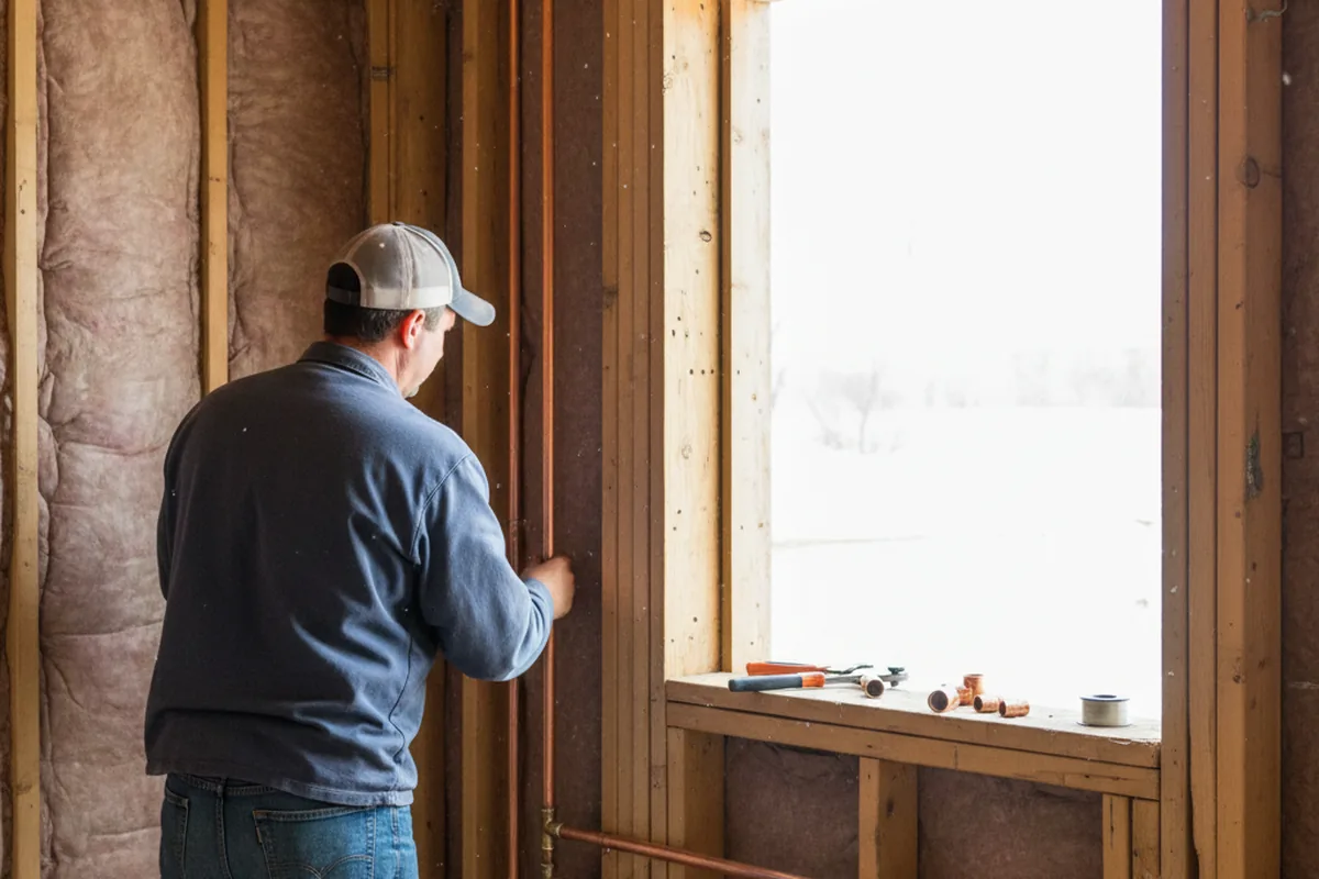 Licensed plumber running new copper supply lines in a Canton home